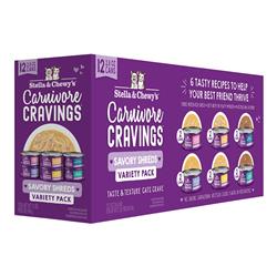 Stella and Chewys Cat Carnivore Shreds Variety Pack 2.8oz. (Case of 24)