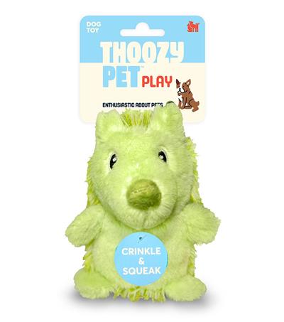 ThoozyPet Hedgehog Plush Dog Toy Green 5"