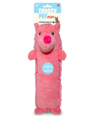 ThoozyPet Hedgehog Plush Dog Toy Pink 13"