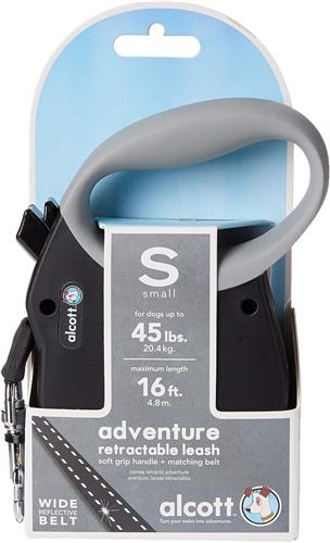 Alcott Adventure Retractable Belt Leash Black Small-16Ft