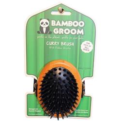 Bamboo Groom Curry Brush with Rubber Bristles