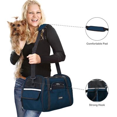 GOOPAWS Soft Sided Pet Cat Carrier Perfect for Travel, Navy Blue