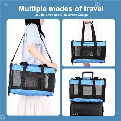 ZAKAPAWS Soft-Sided Travel Small Dog & Cat Carrier Bag, Turquoise, 17''
