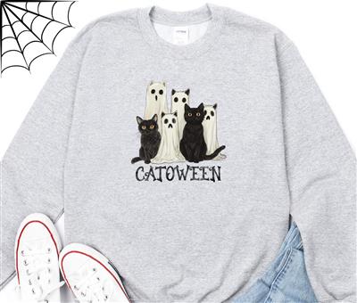 Halloween Shirt | Sweatshirt | Unisex Crew Neck | Crewneck Sweatshirt | Cat Lover | CATOWEEN