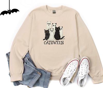 Halloween Shirt | Sweatshirt | Unisex Crew Neck | Crewneck Sweatshirt | Cat Lover | CATOWEEN