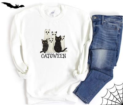 Halloween Shirt | Sweatshirt | Unisex Crew Neck | Crewneck Sweatshirt | Cat Lover | CATOWEEN