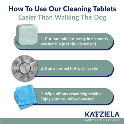 Katziela Washing Machine Cleaner Tablets Formulated for Pet Owners