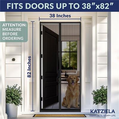 Katziela Magnetic Screen Door 38x83 – Pet &amp; Kid-Friendly Mesh with Extra Bottom Magnets – Heavy-Duty, Hands-Free Closure, Keeps Bugs Out &amp; Lets Fresh Air In