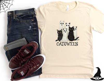 People Shirt | Cat Mom Shirt | Cat Shirts | Halloween Printed Tshirt | Human Cat Gear | Unisex | CATOWEEN
