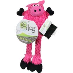 Godog Checkers Skinny Pig Dog Toy Pink Mini