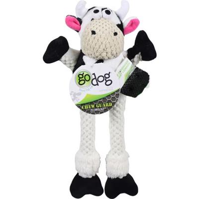 Godog Checkers Skinny Cow Dog Toy Black/White Small