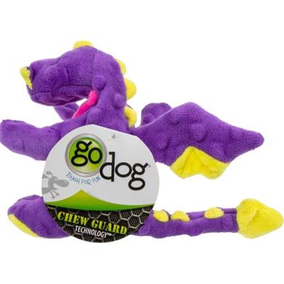 Godog Dragons Squeaky Plush Dog Toy Purple Small
