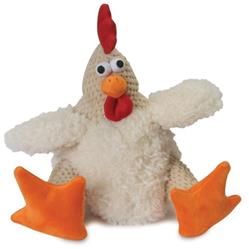 Godog Checkers Sitting Rooster Dog Toy White Large