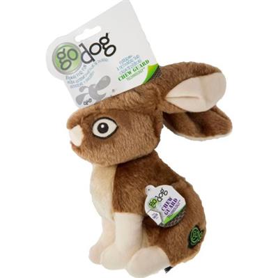 Godog Wildlife Rabbit Squeaky Plush Dog Toy Brown Large