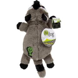 Godog Flatz Raccoon Squeaky Plush Flattie Dog Toy Grey Large