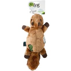 Godog Flatz Squirrel Squeaky Plush Flattie Dog Toy Brown Large