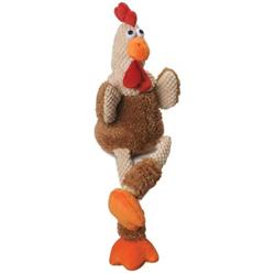 Godog Checkers Skinny Rooster Dog Toy Brown Small