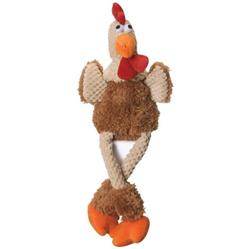 Godog Checkers Skinny Rooster Dog Toy Brown Large