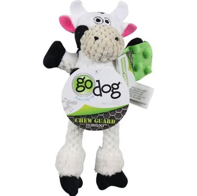 Godog Checkers Skinny Cow Dog Toy Black/White Mini