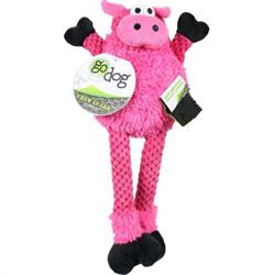 Godog Checkers Skinny Pig Dog Toy Pink Small