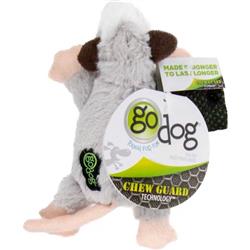 Godog Flatz Opossum Squeaky Plush Flattie Dog Toy Grey XSmall