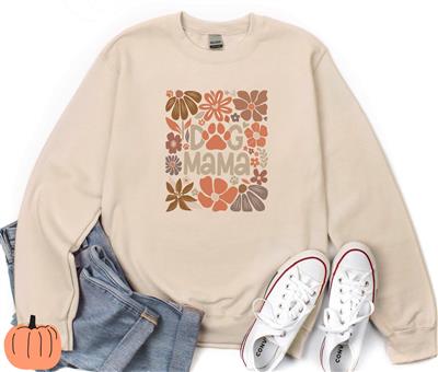 Fall Floral Dog Mama Crewneck | Sweatshirt | Crew Neck | Fall Sweatshirt | Dog Lover | DOG MAMA Sweatshirt