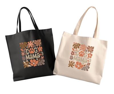 Tote Bag | Canvas Tote | WOVEN WEB HANDLES 12 oz Canvas |  Fall Dog Mama Tote