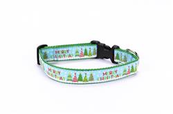 Merry Christmas Blue - 3/4" Collars, Leashes and Harnesses