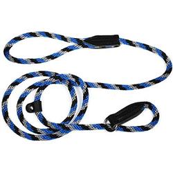 LEATHER BROTHERS British Rope Slip Lead 6 Black/Blue/Silver