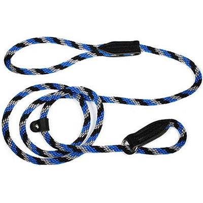 LEATHER BROTHERS British Rope Slip Lead 6 Black/Blue/Silver
