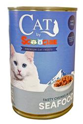 Cat by Scoochie Seafood Flavor Chunky Cat Food 14 Ounce Pop Top Can