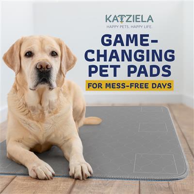 Katziela Quick-Drying Washable Pee Pads for Dogs (1 Pack 50x30 Rectangular) Waterproof Reusable Puppy Pads with Hook and Loop Corners for Pet Potty Training, Housebreaking, Daycare - Machine Washable Dog Pee Pad
