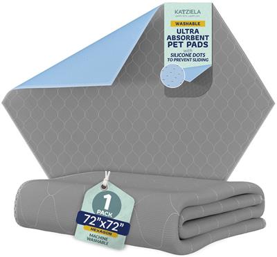 Katziela Quick-Drying Washable Pee Pads for Dogs (1 Pack 72x72 Hexagon ) Waterproof Reusable Puppy Pads with Hook and Loop Corners for Pet Potty Training, Housebreaking, Daycare -Machine Washable Dog Pee Pad