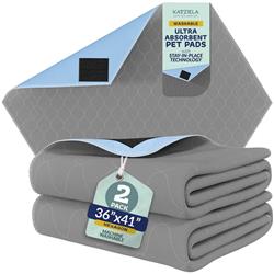 Katziela Quick-Drying Washable Pro Pee Pads for Dogs (2 Pack 36x41 Hexagon) Waterproof Reusable Puppy Pads with Hook and Loop Corners for Pet Potty Training, Housebreaking, Daycare - Machine Washable Dog Pee Pad
