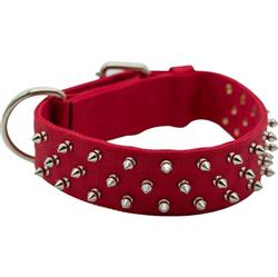 Omni Pet Bravo Nylon Spiked Dog Collar Red 21in.