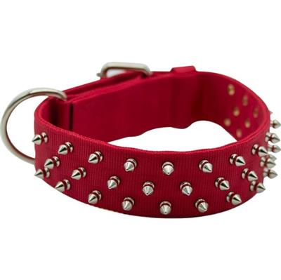 Omni Pet Bravo Nylon Spiked Dog Collar Red 21in.