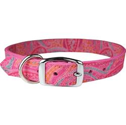Omni Pet Leather Paisley Dog Collar Pink 1 x 22in.