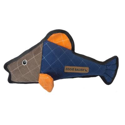 14" Fish Squeak & Crinkle Toy, Navy/Orange/Gray