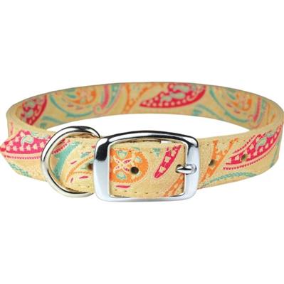 Omni Pet Leather Paisley Dog Collar Sand  1 x 26in.