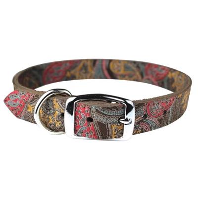 Omni Pet Leather Paisley Dog Collar Chocolate  1/2 x 12in.