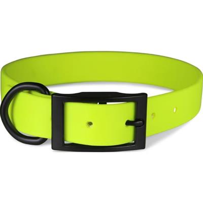 Omni Pet Zeta Biothane Dog Collar with Blk Hardware Neon Yellow  1 x 26in.