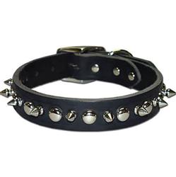 Omni Pet Latigo Leather 1 Ply Spiked Dog Collar Black 3/8 x 10in.