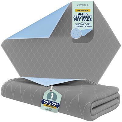 Katziela Quick-Drying Washable Pee Pads for Dogs (1 Pack 72x72 Hexagon) Waterproof Reusable Puppy Pads with Non-Slip Bottom for Pet Potty Training, Housebreaking, Daycare – Machine Washable Dog Pee Pad Rug
