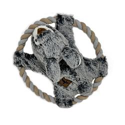 10" Rope Toy With Plush Rabbit, Gray