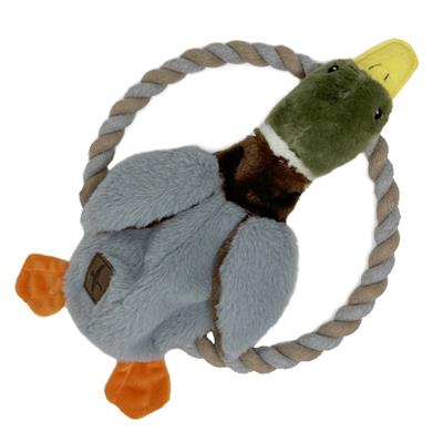 10" Rope Toy With Plush Duck, Gray and Green