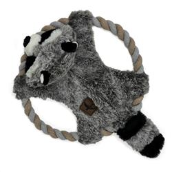 10" Rope Toy With Plush Raccoon, Gray and White