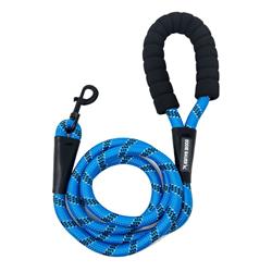 Round Braided Rope Leash w/ Foam Handle, Aqua