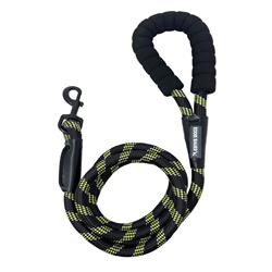 Round Braided Rope Leash w/ Foam Handle, Black/Green