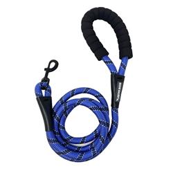 Round Braided Rope Leash w/ Foam Handle, Royal Blue