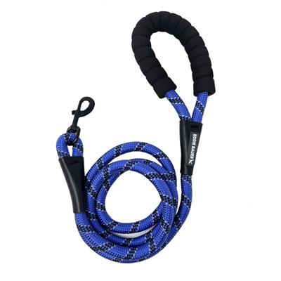 Round Braided Rope Leash w/ Foam Handle, Royal Blue